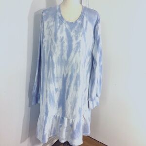 NWT FOREVER 21 PLUS 3X BLUE TIE DYE MINI DRESS TUNIC CASUAL SOFT COTTON BLEND